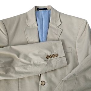 Tommy Hilfiger Mens 38R Tan Cotton‎ Blazer 2-Button Sport Coat Striped Lining